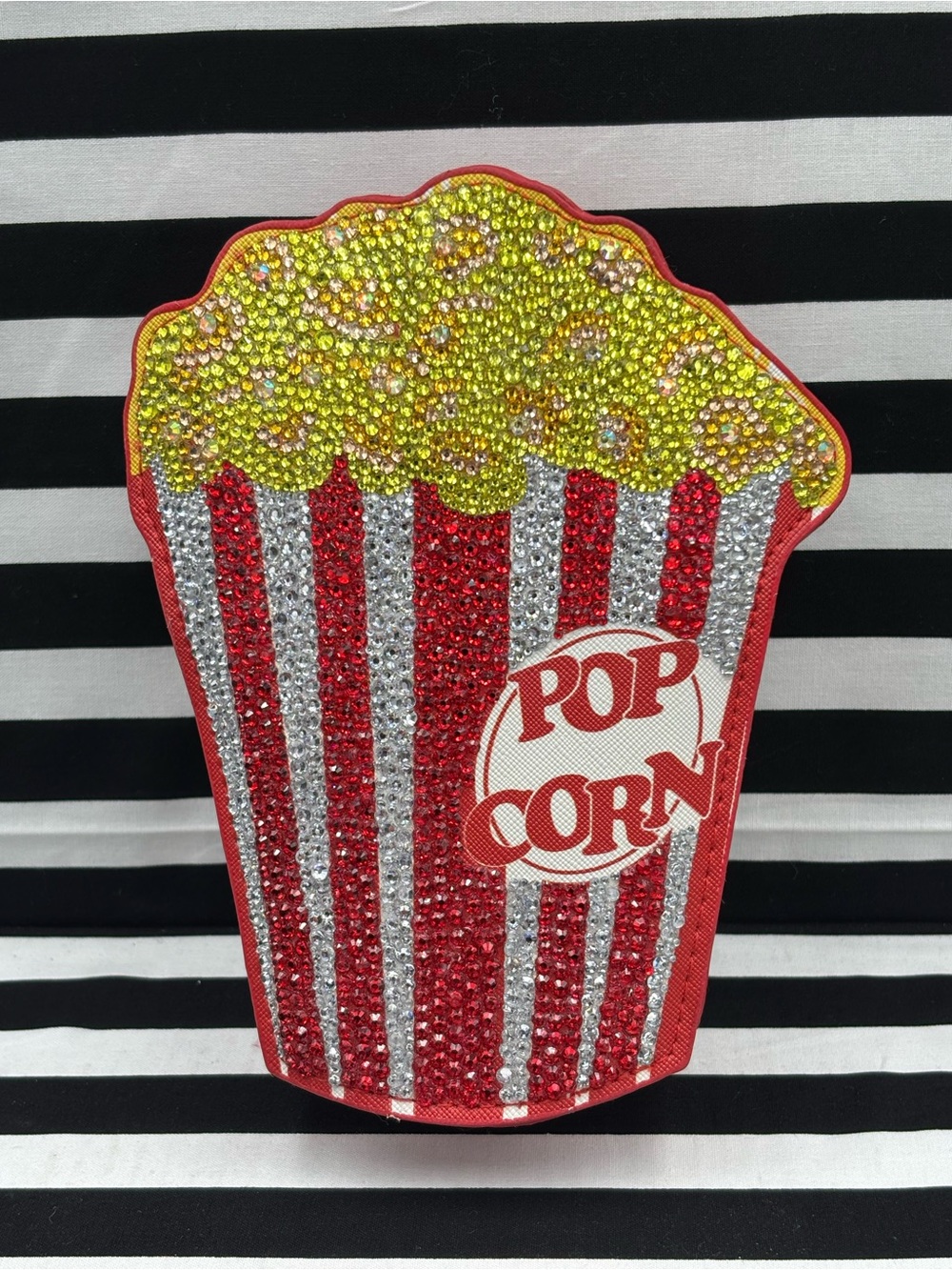 Crystal Popcorn Crossbody Bag in Red, Yellow & Silver